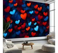 Arte da Parete Cuori Dell'Amore Astratti Blu e Rossi Murales Personalizzati Romanticismo Carta da Parati Fotografica per Cameretta Bambini, Camera da Letto 350 x 256 cm, Carta da Parati in Effetto 3D