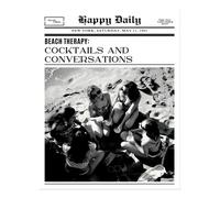 Arte da parete da spiaggia vintage cocktail e conversazioni scena da...