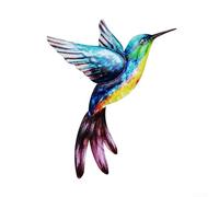 Arte da parete dinamica in metallo colibrì per spazi esterni, scultura in ferro colorata per la decorazione domestica (blu)