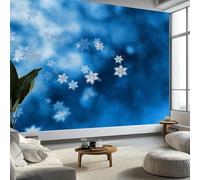 Arte da Parete Fiocchi di Neve Invernali Geometria Murales Fotografia Naturalistica Carta da Parati Fotografica per Cameretta Bambini, Camera da Letto 300 x 210 cm, Carta da Parati in Effetto 3D