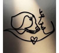 Arte da parete in ferro minimalista, 40 cm, in nero opaco. Celebra il legame speciale tra un cane e il suo proprietario. Perfetto per soggiorni, uffici o camere da letto. Un regalo ideale per gli aman