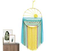 Arte da parete in macramè Boho | Acchiappasogni Macrame Boho Decor Sunset Design - Decorazione per la casa fatta a mano in cotone Boemia, Bellissimo arazzo in filo Decorazione per Dorm, Camera da