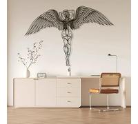 Arte da Parete in Metallo, Arte con Angelo, Decorazione con Grandi Ali d'Angelo, Arte con Angelo Custode, Arte con Ali d'Angelo (35 x 24 Pollici | 90 x 60 cm, Nero)