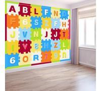 Arte da Parete Lettere Colorate Geometriche Murales Stile Cartone Animato Carta da Parati Fotografica per Cameretta Bambini, Camera da Letto 500 x 280 cm (L x A), Carta da Parati in Effetto 3D