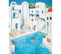 Arte da parete mediterranea a bordo piscina - Poster bianco e blu -...