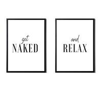 Arte da parete moderna con scritta in inglese “Get Naked And Relax”, formato A3, A4, A5, stampa solo, A4 - 11.7 x 8.3" - Print Only