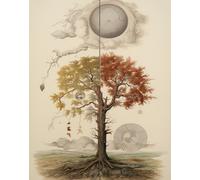 Arte da parete surreale albero del tempo - poster botanico -...