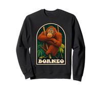Arte da viaggio retrò della fauna selvatica della giungla del Borneo Orangutan Felpa