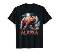Arte d'avventura retrò nella Natura Selvaggia con Design a Forma di Orso Grizzly dell'Alaska Maglietta