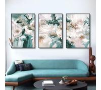 Arte Decorazione,Poster di Fiori Astratti Verdi e Rosa Stampa su Tela Pittura Murale Immagini di Nature Morte per Soggiorno Cucina Camera Arredamento per la Casa-50*60cm*3 pezzi(stampa senza cornice)