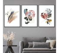 Arte Decorazione,Quadro Astratto Dipinto su Tela Poster Con Colori Autunnali Dorati Immagini Botaniche Parete Murales Moderni Soggiorno Ufficio Arredamento Casa-50*60cm*3 pezzi(stampa senza cornice)