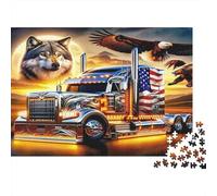 Arte dei camion americani_1 Puzzle 1000 Pezzi In cartone Spesso, Un Tangram Per Enigma Per Lo Stress Relief, Ideale Per Quadro Fai Da Te, Regalo Di Compleanno Perfetto 70x50cm/1000pcs