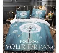 Arte dei sogni di tarassaco Impressione 3D 3 pz coperteletto Illustrazione fantasy stravagante fodera per edredone microfibra ipoallergenica traspirante per ragazze donne adulti Single（140x200cm）