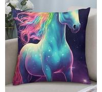 Arte dei Sogni di Unicorno Spaziale 2 Pezzi Federa Copri Antimacchia Federa Cuscino Interessante Copricuscini per Giardino Casa Camera da Letto 45X45Cm