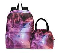 Arte Del Baseball Del Fuoco Zaini Studenti Borsa per il Pranzo al Sacco Set Scolastico Zaino Borsa per il Pranzo per Bambini Ragazzi