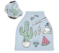 Arte Del Cactus Per Il Tempo Libero Auto per Bambini Passeggino Tettoia Copri Seggiolino Copertura Infermieristica per L'Allattamento Al Seno All-In-1 Morbido Traspirante Elastica Tettuccio