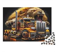 Arte del camion del leone Puzzles 1000 Pezzi In Cartone Di Alta Qualità,Un Busta Di Puzzle A Rompicapo Per Art-terapia,Ideale Per Attività Per Giorni Di Pioggia,Regalo Per La Pensione 52x38cm/1000pcs