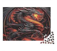 Arte del drago di fuoco Puzzle 1000 Pezzi In Cartone Pressato, Un Puzzle Per Gioco Educativo Sfida, Ideale Per Hobby Invernale, Regalo Per Coppie 70x50cm/1000pcs