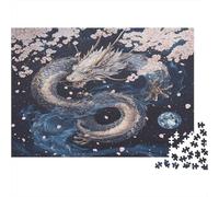 Arte del drago Puzzle 1000Pcs Stile mitologico giapponese Decorazione Per La Casa. Rilassamento E Intelligence Per Adulti E Bambini Da 14 Anni 70x50cm/1000pcs