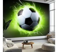 Arte Del Gioco Pallone Da Calcio Cartoon Carta Da Parati 3D Fotomurale Murali 400 x 280 cm, Moderna Fotomurali Murales Verde Poster Decorazione Da Muro Per Soggiorno Divano Tv Hotel A Tema Corridoio