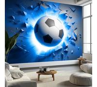 Arte Del Gioco Pallone Da Calcio Cartoon Luminoso Carta Da Parati 3D Fotomurale 250 x 175 cm Blu Murali, Per Soggiorno Divano Tv Hotel A Tema Corridoio Di Lusso Sfondo Dipinto Murale