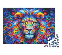 Arte del Leone Vibrante Puzzle 1000 Pezzi Ritratto di leone colorato Idea Regalo Gioco Divertente per Famiglie Decorazione 52x38cm