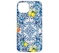 Arte del limone siciliano barocco blu Custodia per iPhone 15 Plus