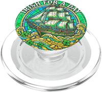 Arte del mosaico dei trifogli della nave del galeone fortunato irlandese per un PopSockets PopGrip per MagSafe