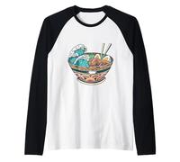Arte del Ramen Colorato per Amanti del Sushi Maglia con Maniche Raglan