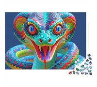 Arte del serpente colorato 1000 Serpente vibrante a due teste Pezzi Puzzle Cartone Robusto Decorazione Appassionati Di Puzzle Divertente Adulti Viaggio Idea Famiglia Adolescenti 70x50cm/1000pcs