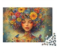 Arte della donna floreale Puzzle 1000 Pezzi In Colori Brillanti,Un Classico Puzzle A Pezzi Per Enigma Di Abilità Logica,Attività in Famiglia,Regalo Per L'inaugurazione Di Casa Puzzle 52x38cm/100