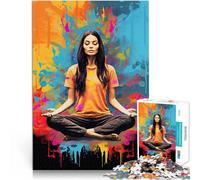 Arte della meditazione Puzzle 1000 pezzi per adolescenti Giocattoli che creano dipendenza e sfidano l'intelligenza del cervello con poster abbinato e foglio di quiz 38x26cm