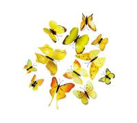 Arte della parete della farfalla del PVC 3D per la decorazione interna residenziale e dell'ufficio con aspetto dimensionale (giallo)