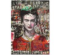 Arte della parete della tela di canapa pittura Frida Kahlo ritratto riproduzione stampa su tela Banksy Street Graffiti moderna Pop Art Vintage per la decorazione domestica, senza cornice,40x60cm