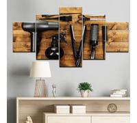 Arte Della Parete Della Tela Quadri Su Tela Immagini 5 Pezzi Strumenti Per Parrucchieri Forbici Pettine Pittura Stampa Barbiere Salone Di Bellezza Poster Decorazioni Per La Casa 200x100cm