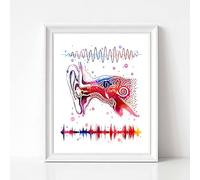 Arte della parete su tela Sistema dell'orecchio Anatomia medica Stampe su tela Poster Udito binaurale Arte Onda audio Pittura Decorazione per ufficio medico Senza cornice