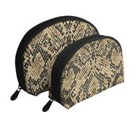 Arte della pelle di serpente animale, Borsa per trucco a conchiglia Portamonete da donna Borsa da toilette piccola Borsa per cosmetici 2 pezzi
