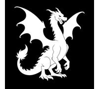 arte della silhouette del drago cinese Adesivi murali in vinile 42x44.6cm Cultura del tatuaggio Bianco