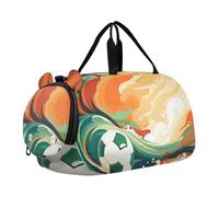 Arte Dell'acquerello Palla Verde Borsa Sportiva da Nuoto e Palestra con Scomparto per Scarpe Borsa da Viaggio per Il Fine Settimana Borsone per Ragazzi