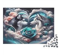 Arte dell'amore Husky Puzzle 1000 Pezzi Adulti In cartone Riciclato,Un Premium Jigsaw Puzzle Per Pace Interiore,Ideale Per Attività Puzzle Per Le Vacanze 38x26cm/1000pcs
