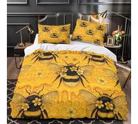 Arte delle api copripiumino Set di Biancheria da Letto 3 Pezzi stampa 3D con federe per cuscini incluso federe Design ispirato alla natura Set Di Copripiumino for adulti e coppie Double（200x200cm）