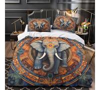 Arte dell'elefante Set Di Copripiumino Set di 3 Pezzi ultra stampa di 3D con federe per cuscini cerniera nascosta Design spirituale indiano copripiumino for ragazze e adolescenti Single（135x200cm）