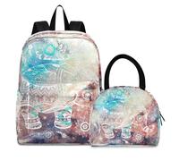 Arte Dell'Elefante Spaziale Zaini Studenti Borsa per il Pranzo al Sacco Set Scolastico Zaino Borsa per il Pranzo per Bambini Ragazzi