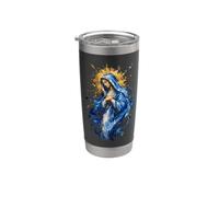 Arte devozionale cattolica della pittura astratta blu della Vergine Maria Bicchiere termico in acciaio inox doppia parete