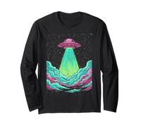 Arte di Un UFO Retro con Luce Colorata Maglia a Manica