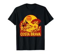 Arte di viaggio vintage della Costa Brava Sunset Coast Maglietta