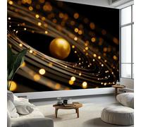 Arte Digitale Anelli A Spirale Perle Dorate Carta Da Parati 3D Fotomurale Murali 250 x 175 cm, Moderna Fotomurali Murales Nero Poster Decorazione Da Muro - Soggiorno Divano Tv Hotel A Tema Corridoio