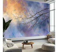 Arte Digitale Fiocchi Di Neve E Rami Carta Da Parati 3D Fotomurale 250 x 175 cm Viola Murali, Per Soggiorno Divano Tv Hotel A Tema Corridoio Di Lusso Sfondo Dipinto Murale