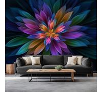 Arte Digitale Fiori Carta Da Parati 3D Fotomurale Murali 250 x 175 cm, Moderna Fotomurali Murales Nero Poster Decorazione Da Muro - Soggiorno Divano Tv Hotel A Tema Corridoio
