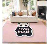 Arte digitale Panda Lettere Tappeto, Rosa Tappeto in morbida flanella, antiscivolo e lavabile, per soggiorno, camera da letto e cameretta dei bambini 50 x 80 cm